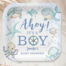 Ahoj det är en pojke Babykalas Sjöman Marinblå