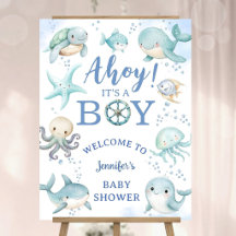 Ahoj Det Är En Pojke Blå Hav Ocean Bebis Babyshowe