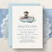 Ahoj! Det är en pojke! Marin Baby Shower