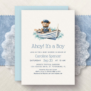 Ahoj! Det är en pojke! Marin Baby Shower Inbjudningar