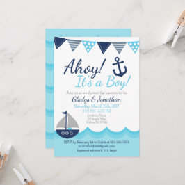 Ahoj! Det är en pojke - nautisk baby shower-inbjud Inbjudningar