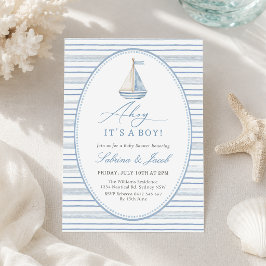 Ahoj Det är en pojke, nautisk baby shower inbjudan