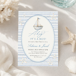 Ahoj Det är en pojke, nautisk baby shower inbjudan