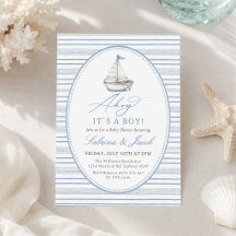 Ahoj Det är en pojke, nautisk baby shower inbjudan
