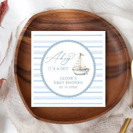 Ahoj Det är en pojke, nautiska baby shower servett