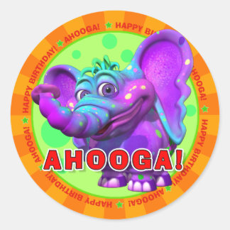 AHOOGA! Födelsedag Stickers med Peanut Runt Klistermärke