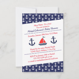 Ahoy Anchors Baby Shower - 3 x 5-inbjudan Inbjudningar