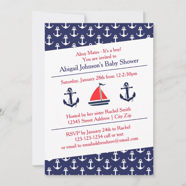 Ahoy Ankare Baby Shower - Inbjudan (Framsida)