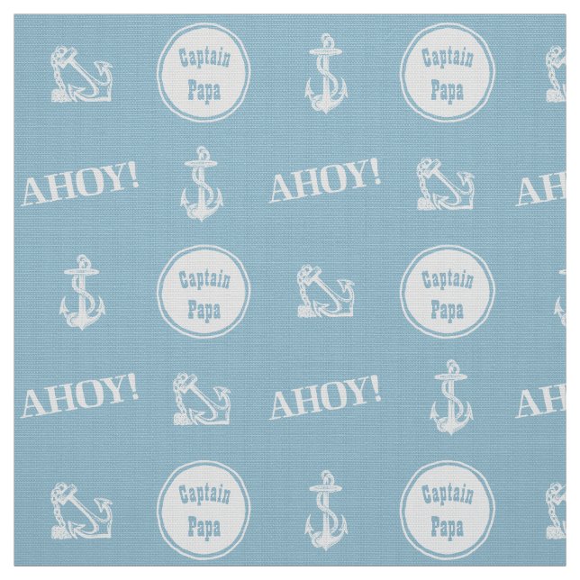 Ahoy! Anpassningsbar Boat Anchor Mönster Light Blu Tyg (Provkarta)