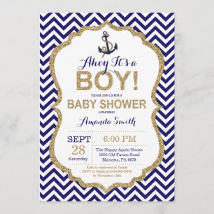 Ahoy är det en pojke! Nautisk baby showerinbjudan Inbjudningar