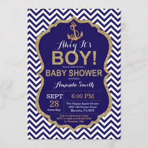 Ahoy är det en pojke! Nautisk baby showerinbjudan Inbjudningar