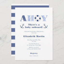 Ahoy Baby ombord på Nautical Boy Baby Shower Inbjudningar