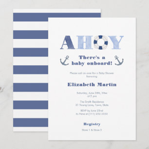 Ahoy Baby ombord på Nautical Boy Baby Shower Inbjudningar
