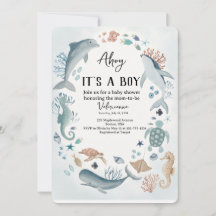 Ahoy Baby Shower Inbjudan Marin Tema