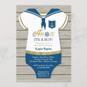 Ahoy Baby Shower-inbjudan, Sailor, Nautical Inbjudningar