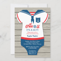 Ahoy Baby Shower-inbjudan, Sailor, Nautical Inbjudningar