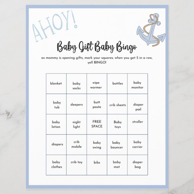 Ahoy Baby Shower-spel Reklamblad (Framsidan)