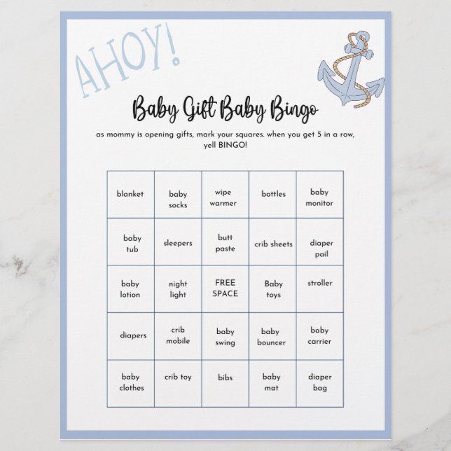 Ahoy Baby Shower-spel Reklamblad (Framsidan)