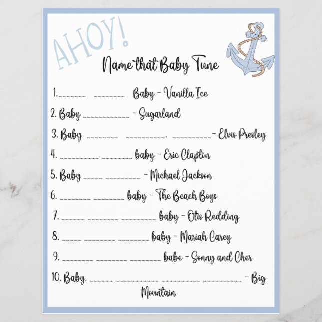 Ahoy Baby Shower-spel Reklamblad (Framsidan)