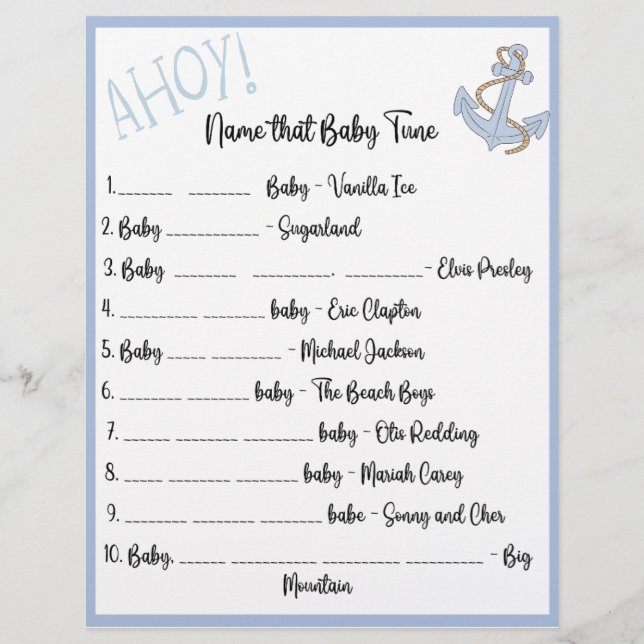 Ahoy Baby Shower-spel Reklamblad (Framsidan)