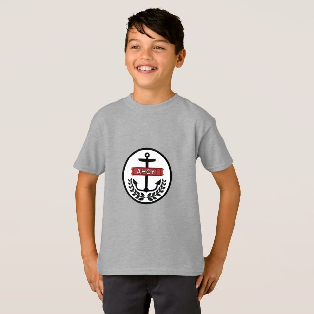 Ahoy - Barn Basic T-Shirt (Hel framsida)