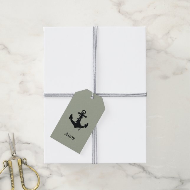 AHOY Black Boat Anchor Gift-Märkre Presentetikett (Med Snöre)