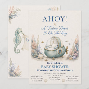 AHOY! Blivande dykare baby shower inbjudan med bab
