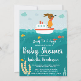 Ahoy Boy Nautical Boat Baby Shower-inbjudan Inbjudningar
