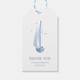 Ahoy Boy's Aquarelle Sailboat Bokar för Baby Tack Presentetikett