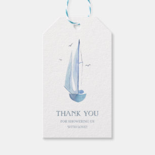 Ahoy Boy's Aquarelle Sailboat Bokar för Baby Tack Presentetikett