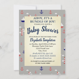 Ahoy Cute Nautical Baby Shower-inbjudan Inbjudningar