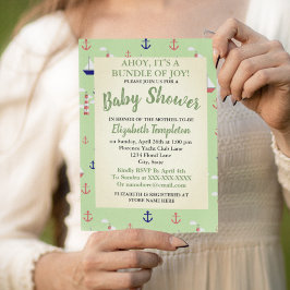Ahoy Cute Nautical Baby Shower-inbjudan Inbjudningar
