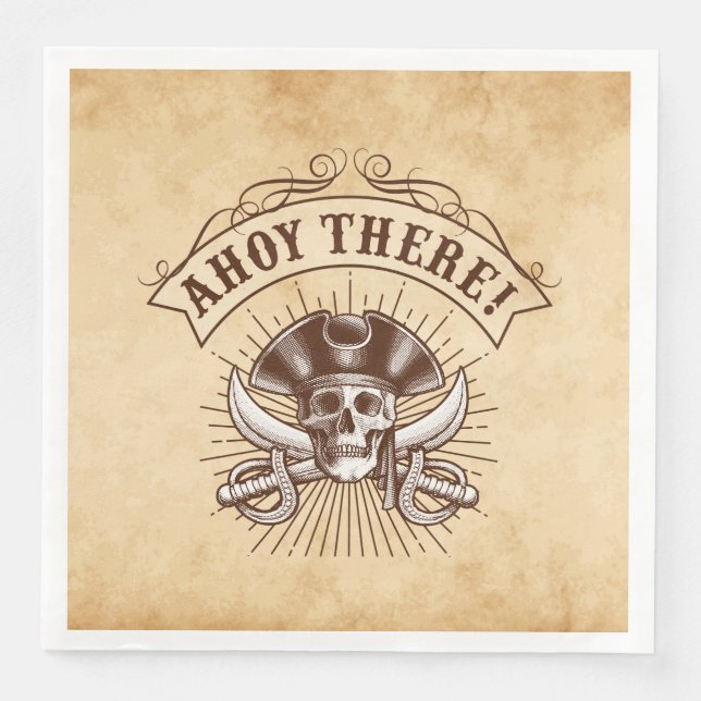 Ahoy Där Pirat Birthday Pappersservett (Framsida)