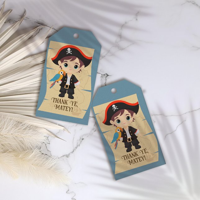 Ahoy där! Pirat Boy Födelsedagsfest Presentetikett (Skapare uppladdad)
