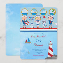 Ahoy Där Red Blue White Sailors Lighthouse Boat