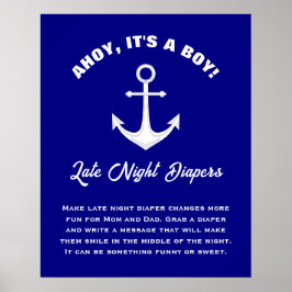 Ahoy dess Coola Baby Shower Late Natt Diaper Poster