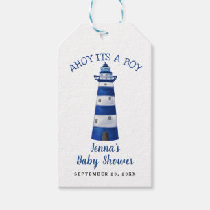 Ahoy dess en nautisk baby shower för pojkefyr   presentetikett