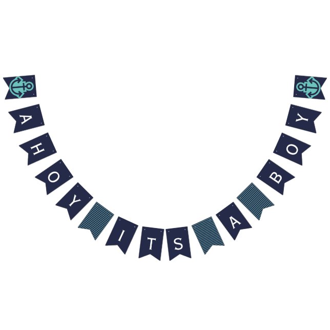 Ahoy dess en nautisk Bunting för pojkemarin Vimplar (Alla)