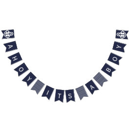 Ahoy dess en nautisk Bunting för pojkemarin Vimplar