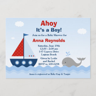 Ahoy dess en pojkebaby showerinbjudan inbjudningar