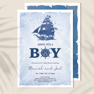 Ahoy dess Pirat Frakt Nautical Baby Shower Inbjudningar