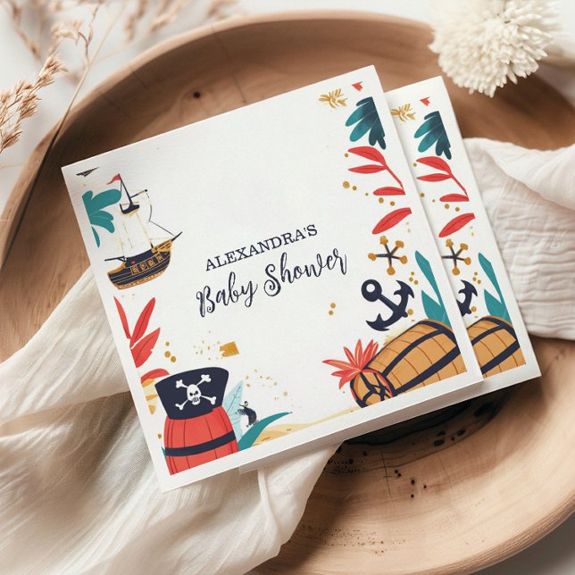 Ahoy dess Pirat Frakt Nautical Baby Shower Pappersservett (Skapare uppladdad)