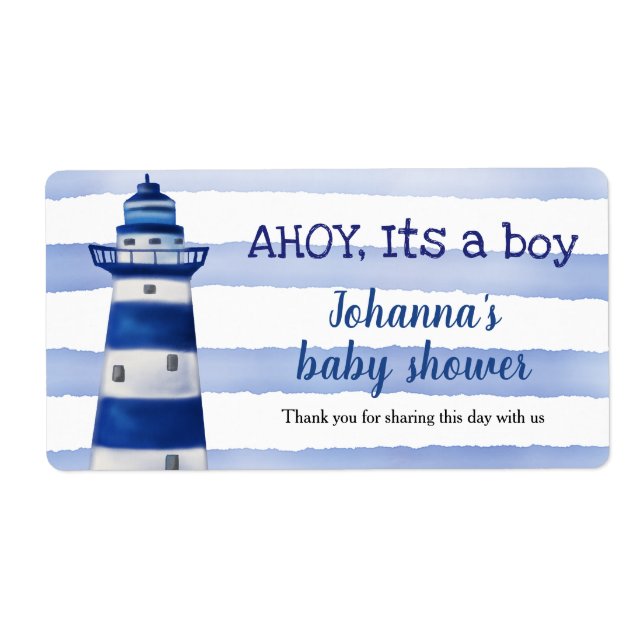 Ahoy dess pojkfyr | Nautical Baby Shower Fraktsedel (Framsidan)