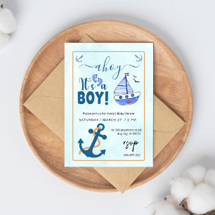 Ahoy dess pojkvaktskuva inbjudningar
