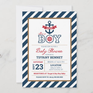 Ahoy, det är en BOY! Inbjudan till babyvisningspro