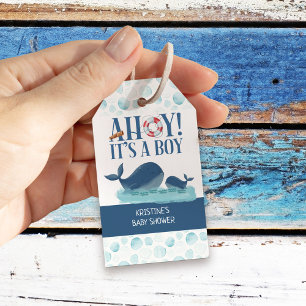 Ahoy Det är en Boy Lycklig Whales Personlig Presentetikett