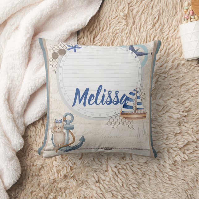 Ahoy Det är en Boy Nautical Äventyr Awaits Kudde (Filt)