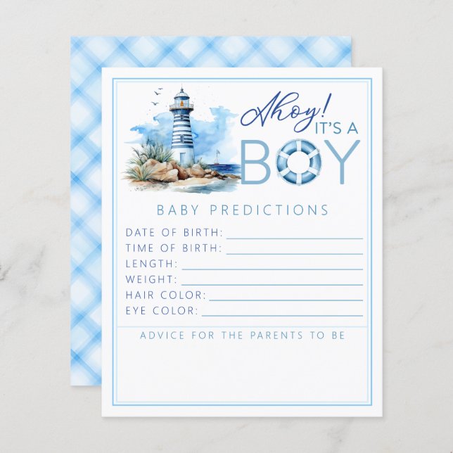 Ahoy Det är en Boy Nautical Baby Shower-förutsägel (Fram/baksida)