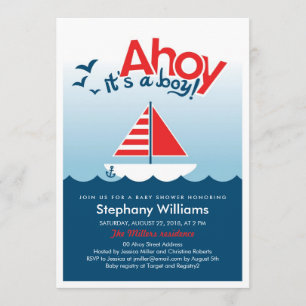 Ahoy det är en Boy Nautical Baby Shower Inbjudan