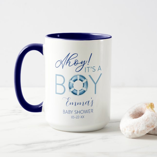 Ahoy Det är en Boy Nautical Baby Shower Mugg för g (Med munk)